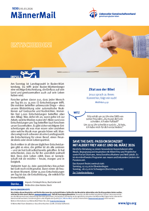 MännerMail 1030 vom 5. März 2026