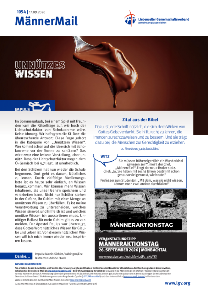 MännerMail 1054 vom 17. September 2026